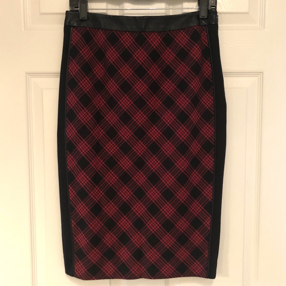 The Limited red black plaid pencil skirt 6